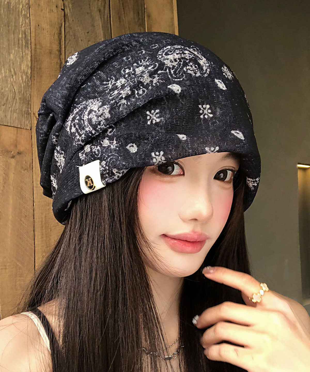 Stylish Black Tie Dye Thin Breathable Bonnie Hat