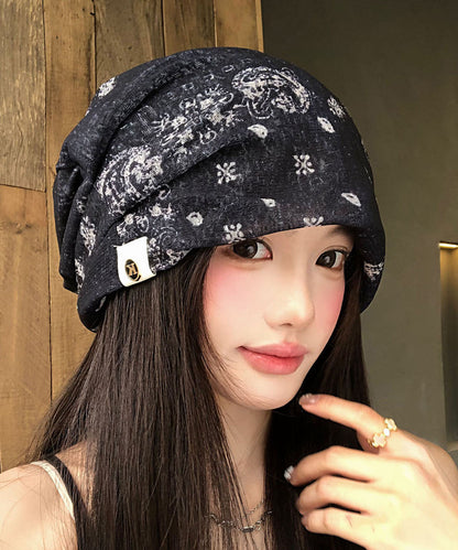 Stylish Black Tie Dye Thin Breathable Bonnie Hat