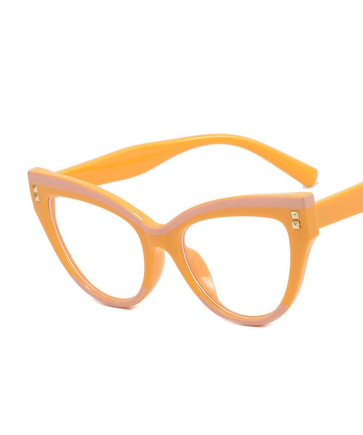 Stylish Black White Rivet Full Frame Reading Glasses