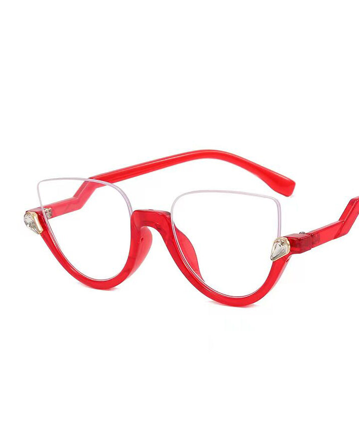 Stylish Black Zircon Half Rim Reading Glasses