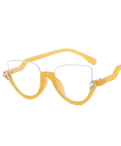 Stylish Black Zircon Half Rim Reading Glasses