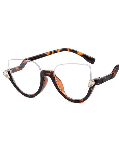 Stylish Black Zircon Half Rim Reading Glasses