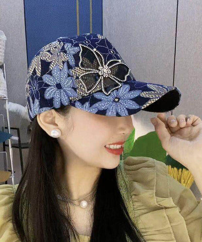 Stylish Blue Lace Butterfly Print Baseball Cap Hat