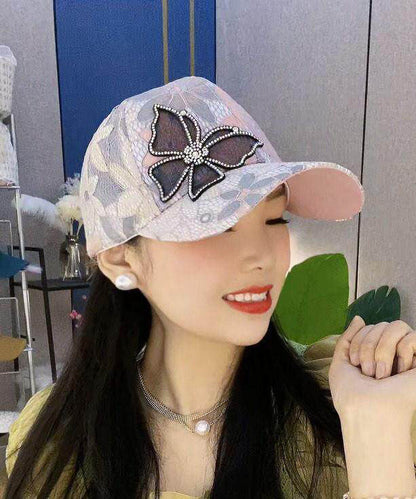 Stylish Blue Lace Butterfly Print Baseball Cap Hat