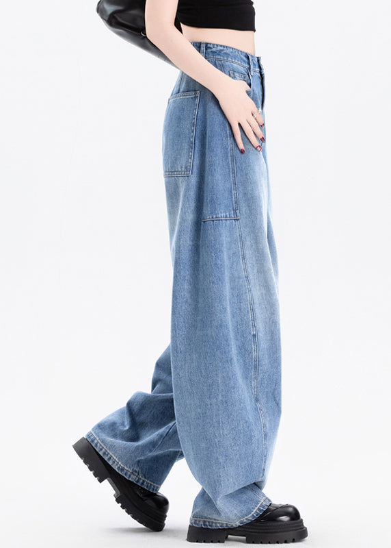 Stylish Blue Oversized Patchwork Denim Pants Spring