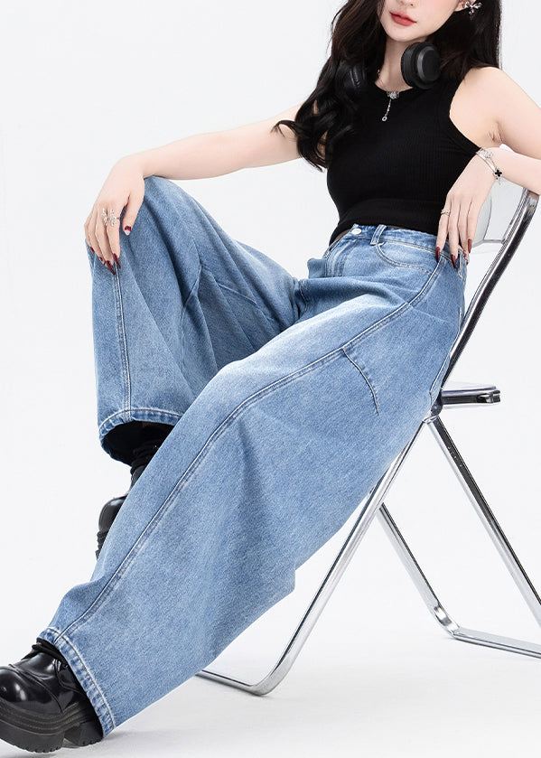 Stylish Blue Oversized Patchwork Denim Pants Spring