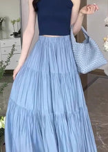 Load image into Gallery viewer, Stylish Blue Wrinkled Patchwork High Waist Cotton Skirt Summer