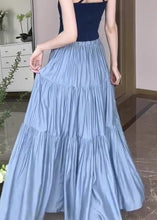 Load image into Gallery viewer, Stylish Blue Wrinkled Patchwork High Waist Cotton Skirt Summer
