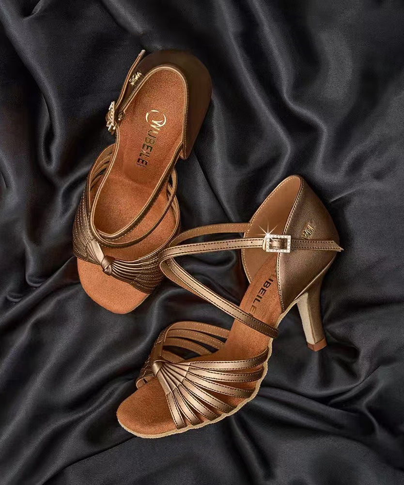 Stylish Brown Genuine Leather Sandals Buckle Strap Sandals
