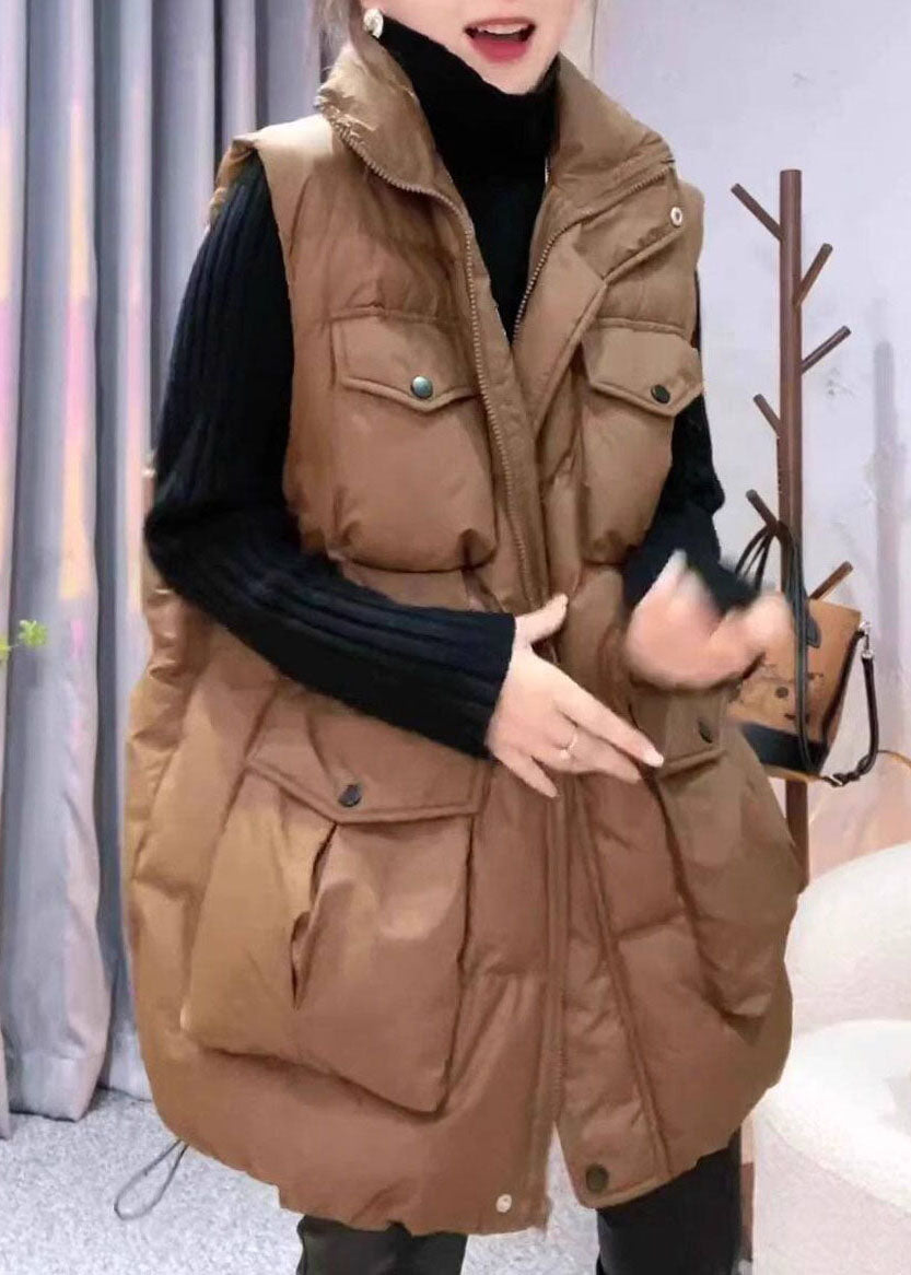 Stylish Brown Oversized Fine Cotton Filled Puffers Vest Winter