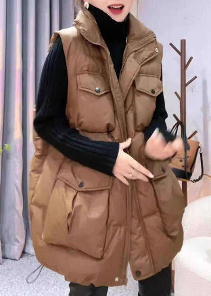 Stylish Brown Oversized Fine Cotton Filled Puffers Vest Winter