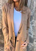 Load image into Gallery viewer, Stylish Brown Peter Pan Collar Button Patchwork Faux Suede Coat Fall