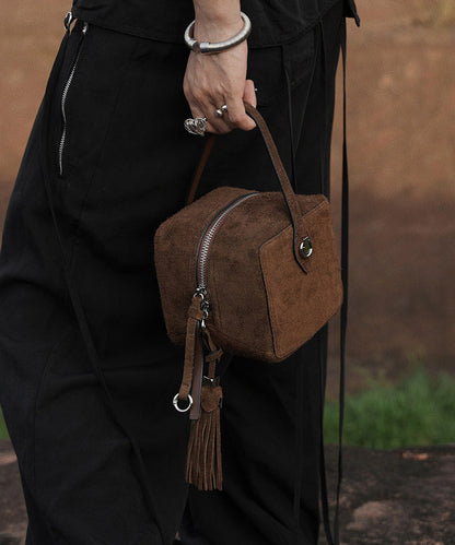 Stylish Brown Tassel Versatile Suede Mini Bag