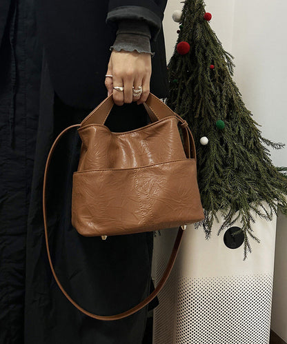Stylish Brown Versatile Faux Leather Tote Bag