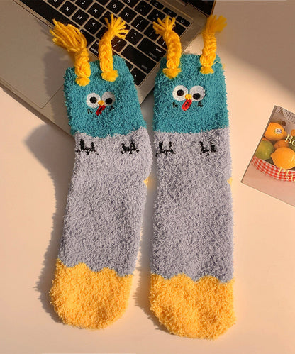 Stylish Cartoon Jacquard Fuzzy Fur Fluffy Mid Calf Socks