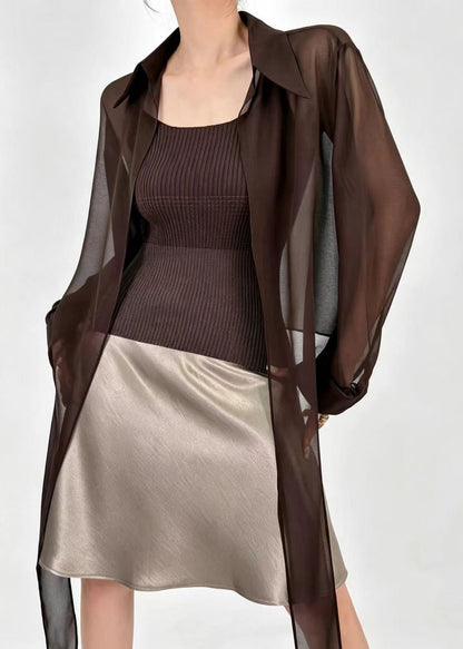 Stylish Champagne High Waist Draping A-Line Skirts Fall