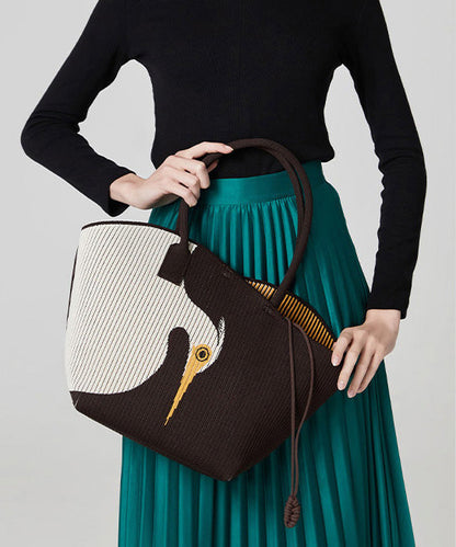 Stylish Chocolate Asymmetrical Design Jacquard Cotton Shoulder Bags