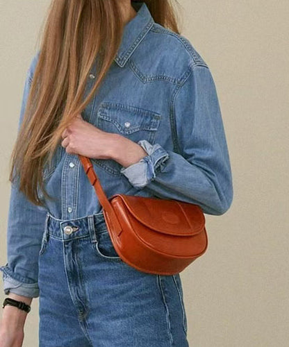 Stylish Chocolate Solid Durable Fine Calf Leather Micro Bag