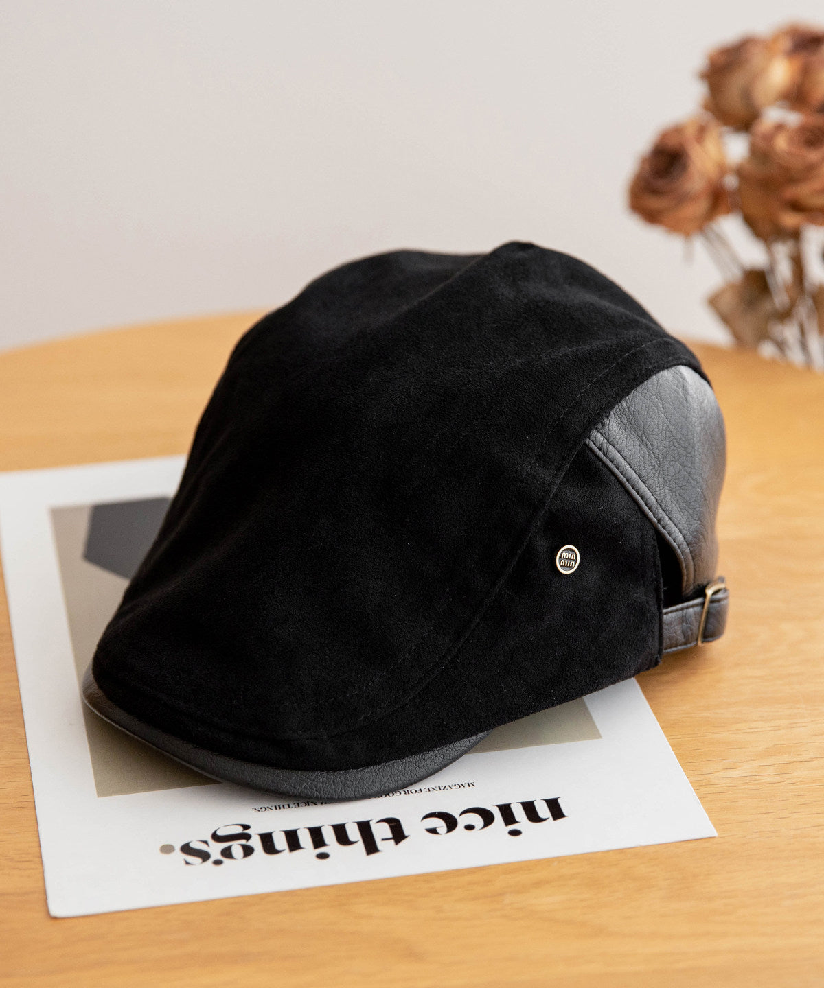 Stylish Coffee Faux Suede Patchwork Breton Hat