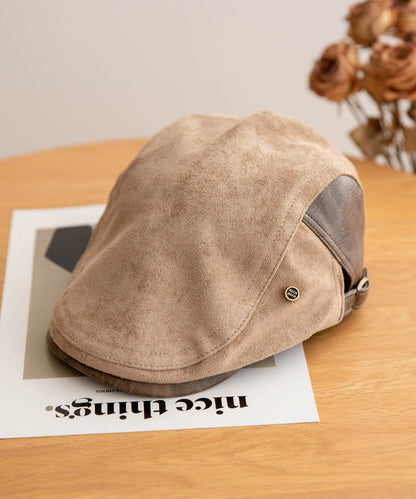 Stylish Coffee Faux Suede Patchwork Breton Hat