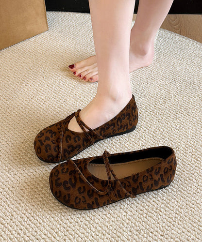 Stylish Coffee Flat Shoes Suede Unique Splicing Cross Strap