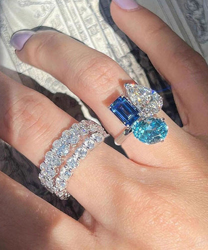 Stylish Colorblock Alloy Zircon Crystal Rings