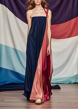 Load image into Gallery viewer, Stylish Colorblock One Shoulder Patchwork Silk Dress Summer