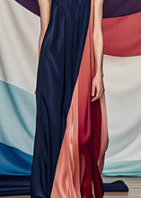 Load image into Gallery viewer, Stylish Colorblock One Shoulder Patchwork Silk Dress Summer