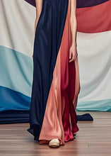 Load image into Gallery viewer, Stylish Colorblock One Shoulder Patchwork Silk Dress Summer