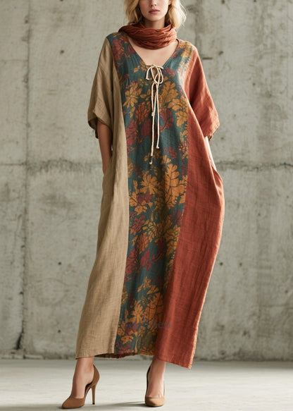Stylish Colorblock Oversized Patchwork Cotton Straight Dress Summer