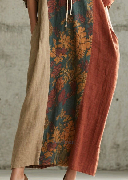 Stylish Colorblock Oversized Patchwork Cotton Straight Dress Summer