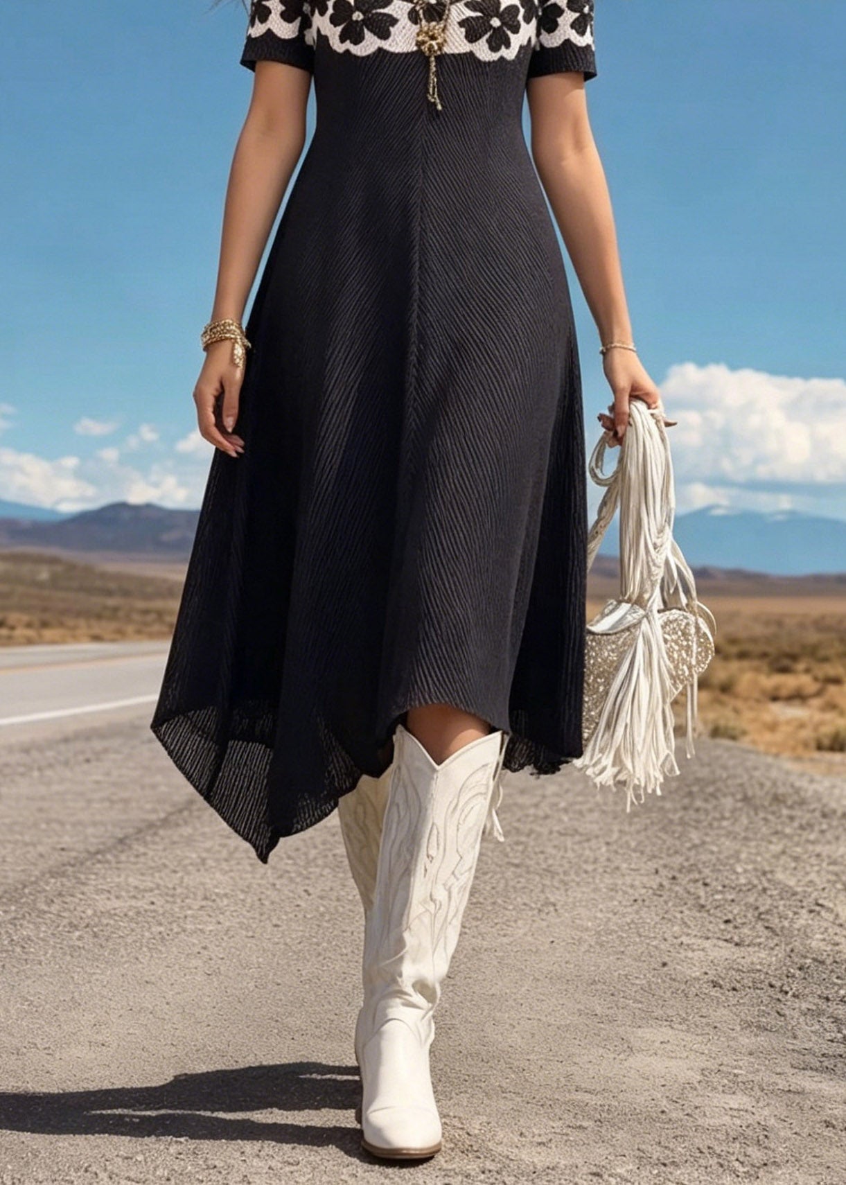 Stylish Colorblock V Neck Patchwork Ice Silk Long Dresses Summer