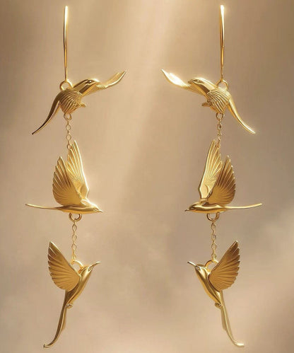 Stylish Gold Copper Alloy Swallow Tassel Drop Earrings
