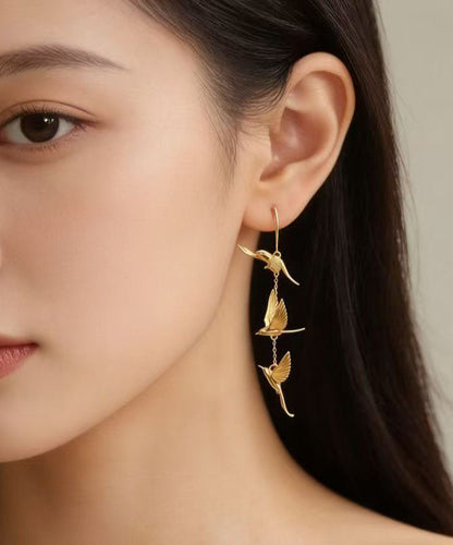 Stylish Gold Copper Alloy Swallow Tassel Drop Earrings