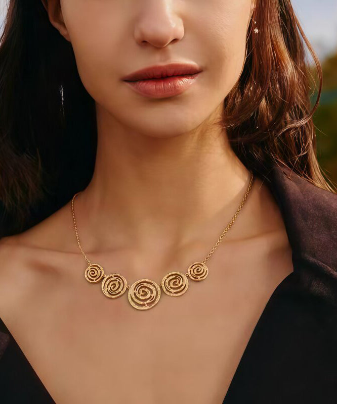 Stylish Gold Copper Overgild Rotate Pendant Necklace