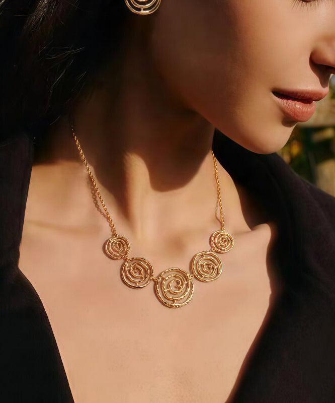 Stylish Gold Copper Overgild Rotate Pendant Necklace