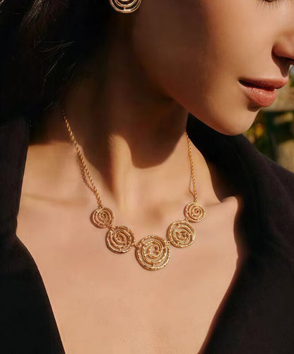 Stylish Gold Copper Overgild Rotate Pendant Necklace
