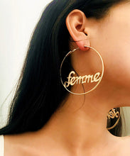 Load image into Gallery viewer, Stylish Gold Metal Alloy Graphic Hoop Earrings