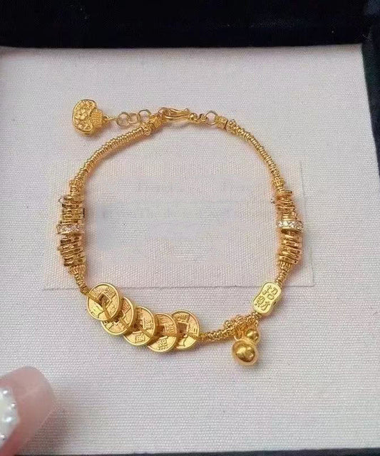 Stylish Gold Sterling Silver Overgild Money Pit Charm Bracelet