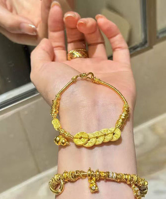 Stylish Gold Sterling Silver Overgild Money Pit Charm Bracelet