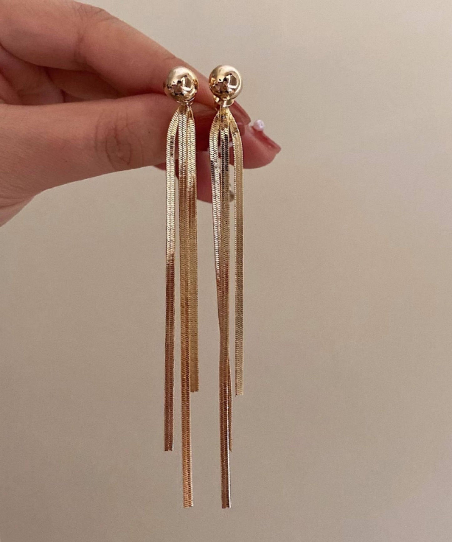 Stylish Gold Tassel Alloy Drop Earrings