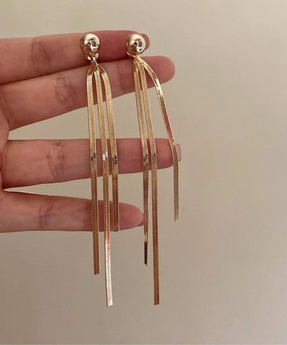 Stylish Gold Tassel Alloy Drop Earrings