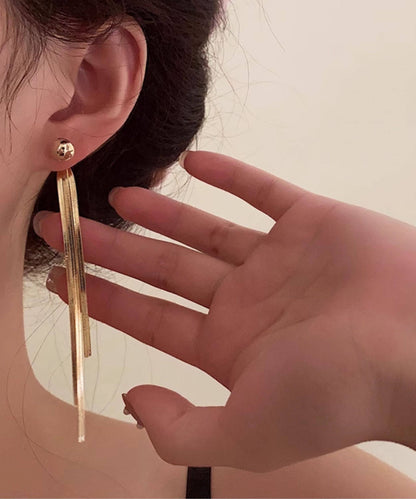 Stylish Gold Tassel Alloy Drop Earrings