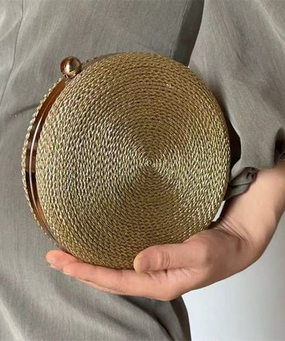 Stylish Gold Woven Snail Acrylic Round Clutch