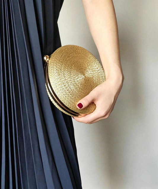Stylish Gold Woven Snail Acrylic Round Clutch