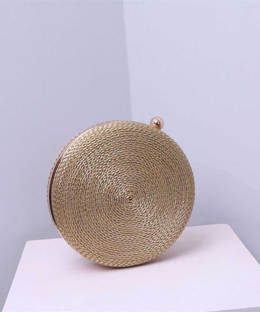 Stylish Gold Woven Snail Acrylic Round Clutch