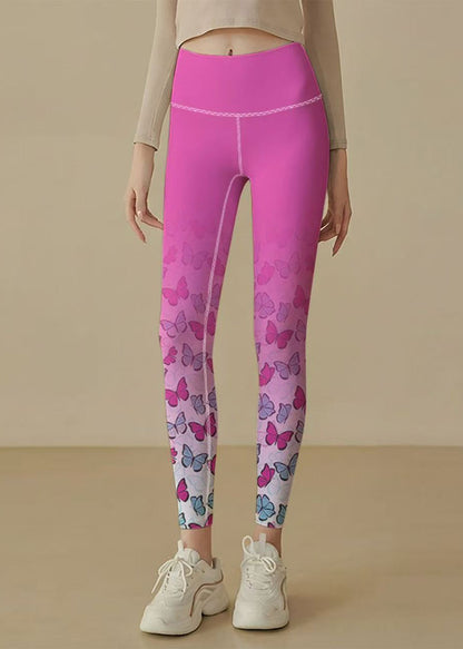 Stylish Gradient Butterfly Print Super Stretch High Waist Capri Athletic Leggings