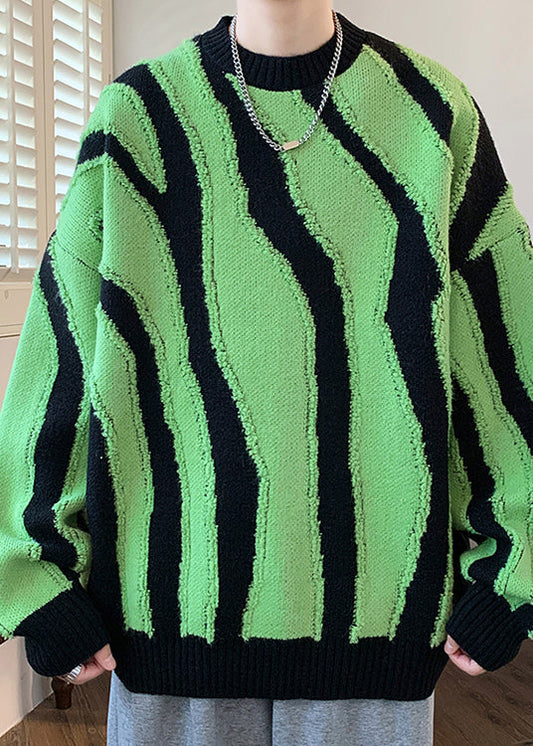 Stylish Green O Neck Original Design Knit Men Sweaters Winter