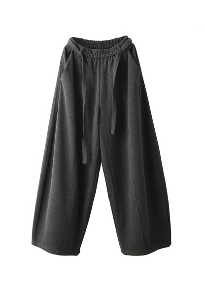 Stylish Green Pockets Patchwork Elastic Waist Woolen Pants Fall