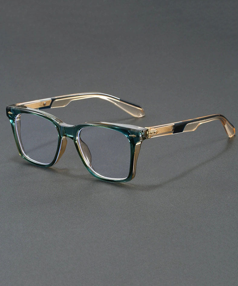 Stylish Green Resin Square Color-Changing Unisex Reading Glasses